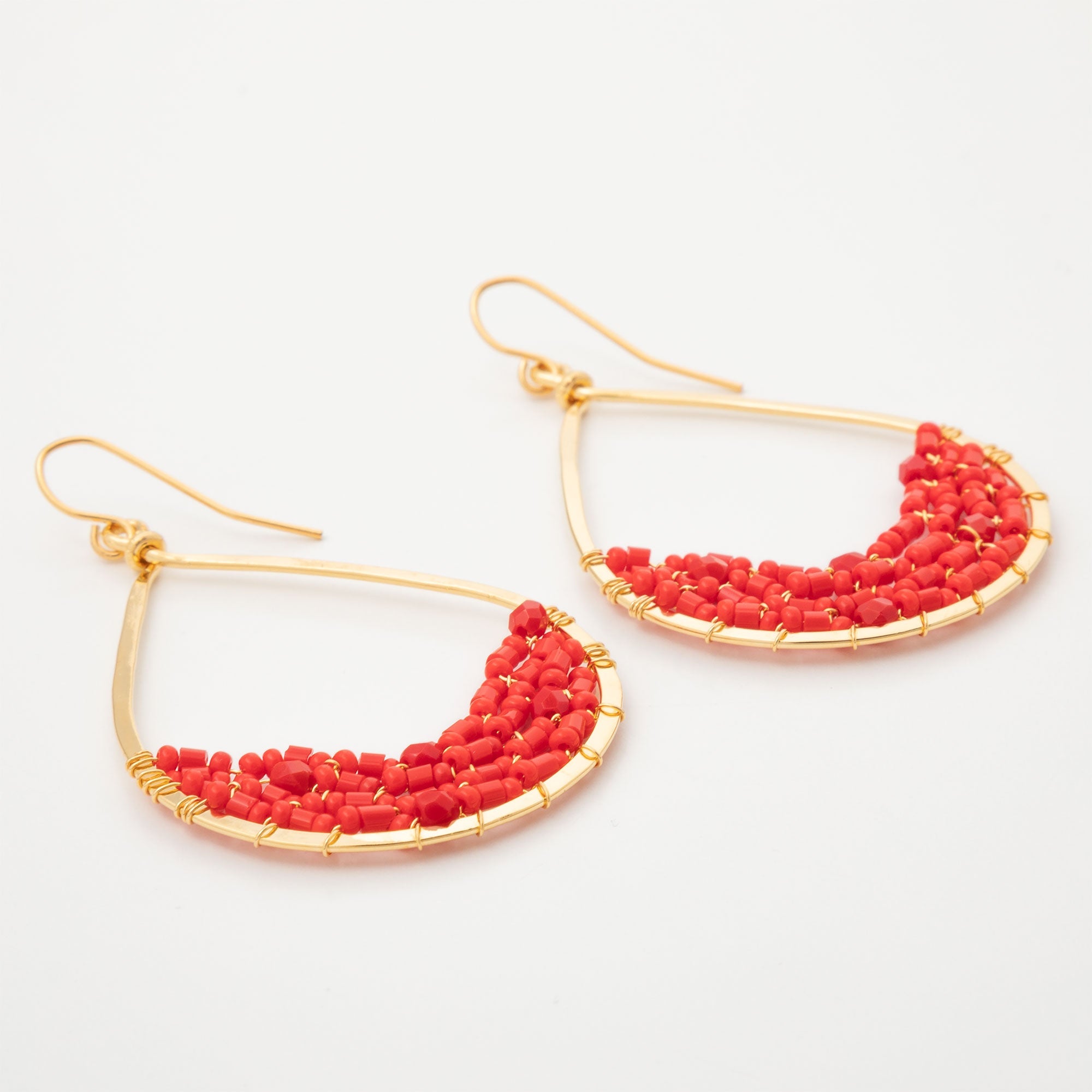 Colorful Golden Hammered Tear Drop Earrings - Aaria Tees Aaria Tees