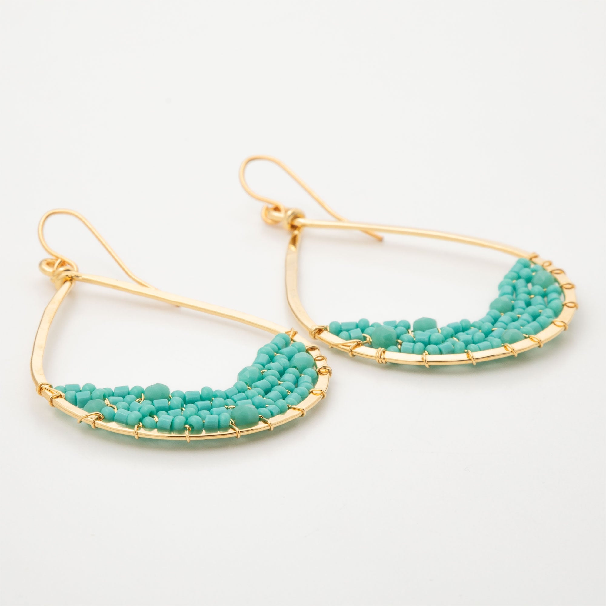 Colorful Golden Hammered Tear Drop Earrings - Aaria Tees Aaria Tees