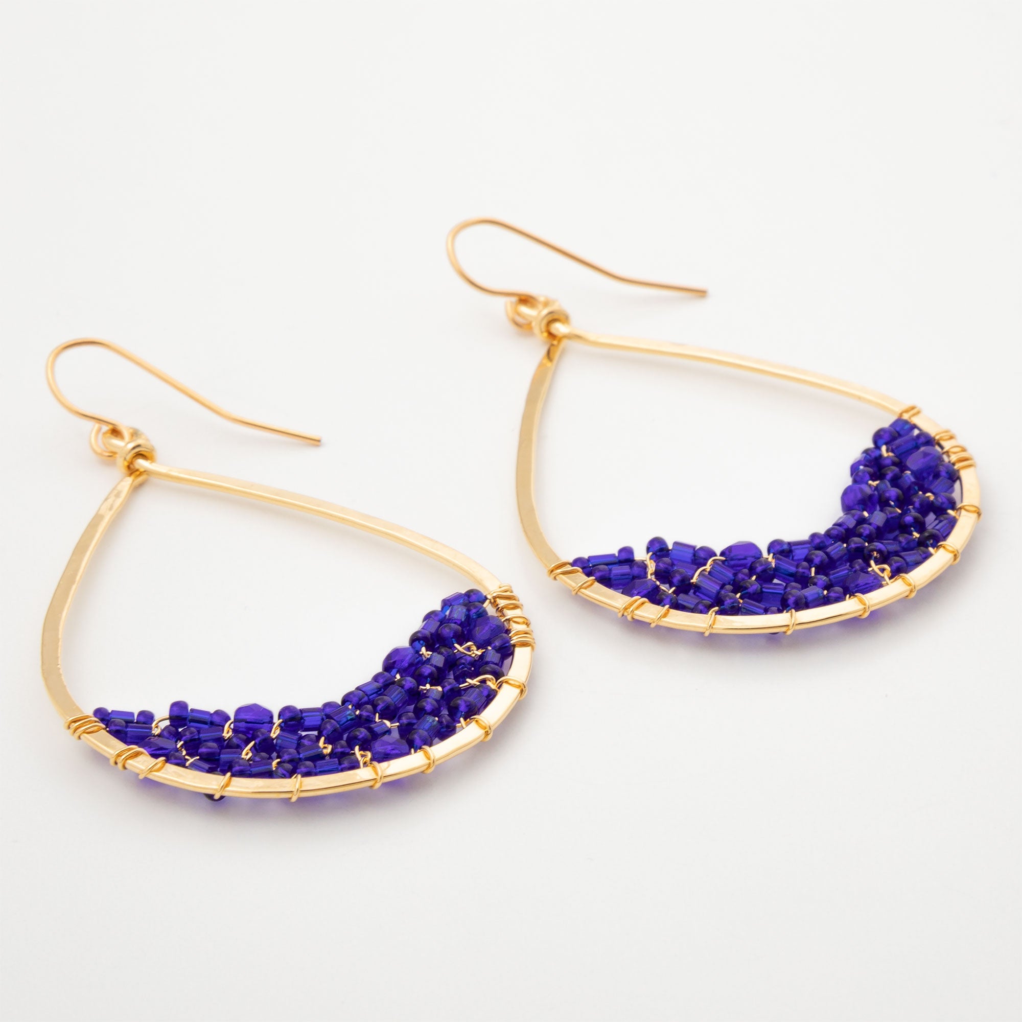 Colorful Golden Hammered Tear Drop Earrings - Aaria Tees Aaria Tees