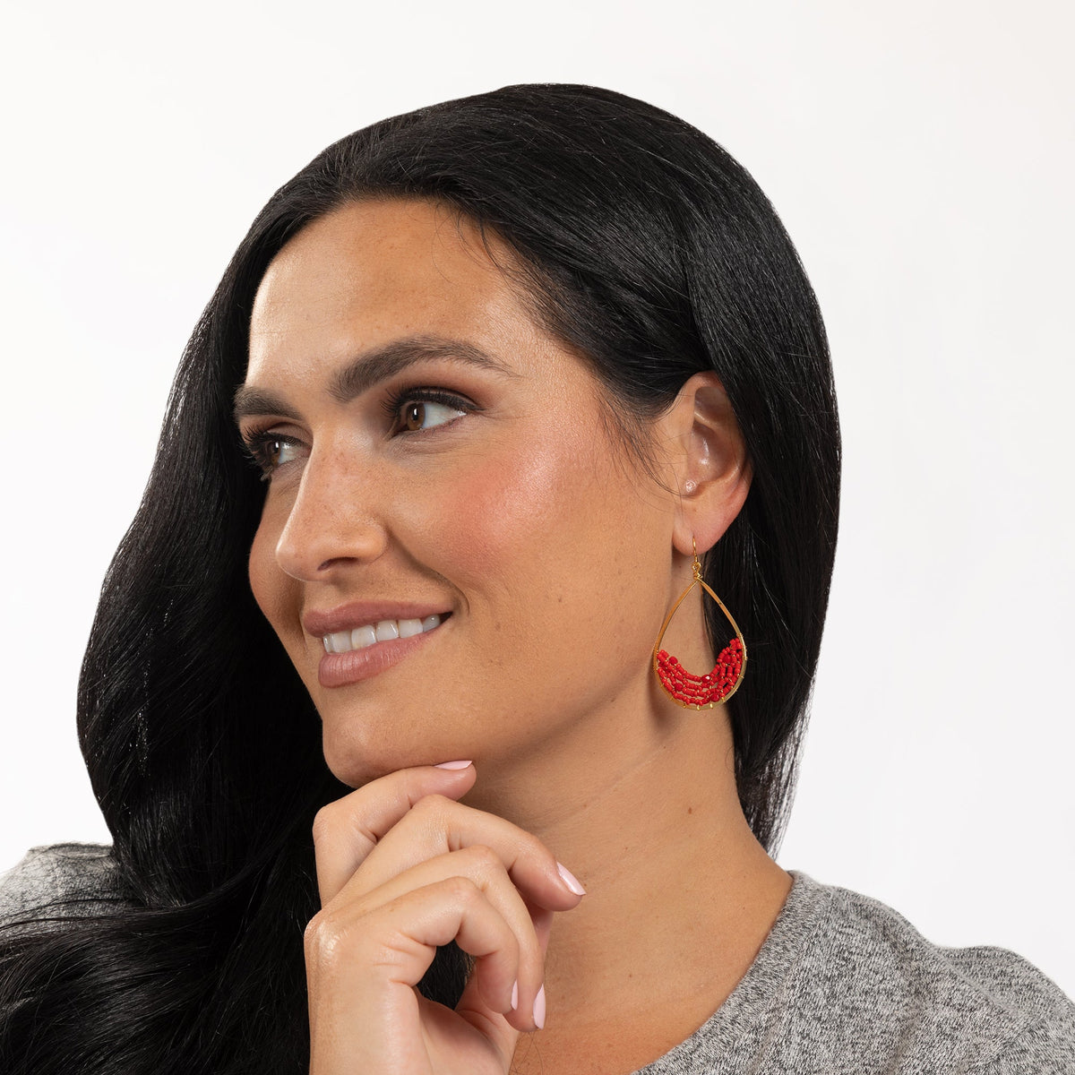 Colorful Golden Hammered Tear Drop Earrings - Aaria Tees