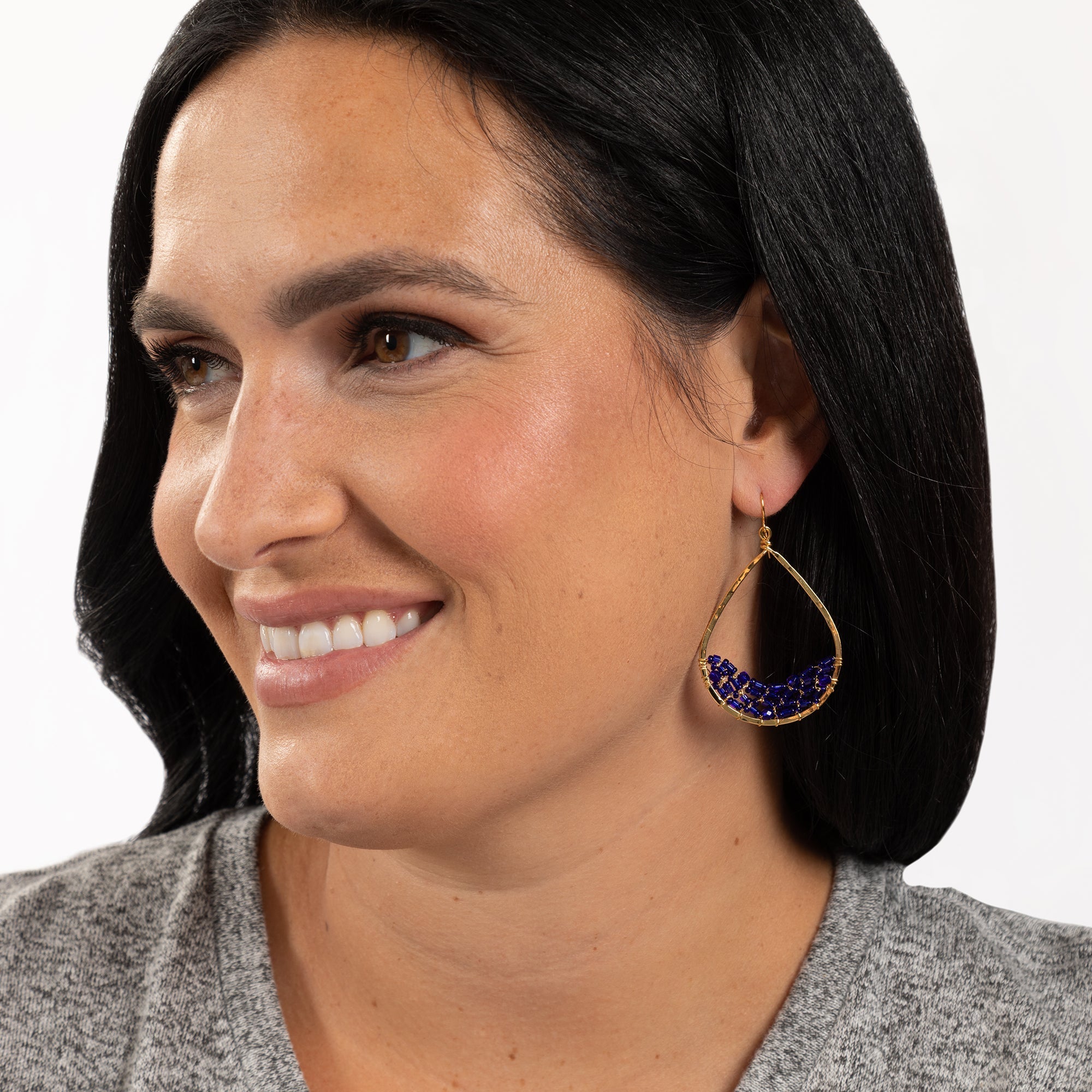 Colorful Golden Hammered Tear Drop Earrings - Aaria Tees Aaria Tees