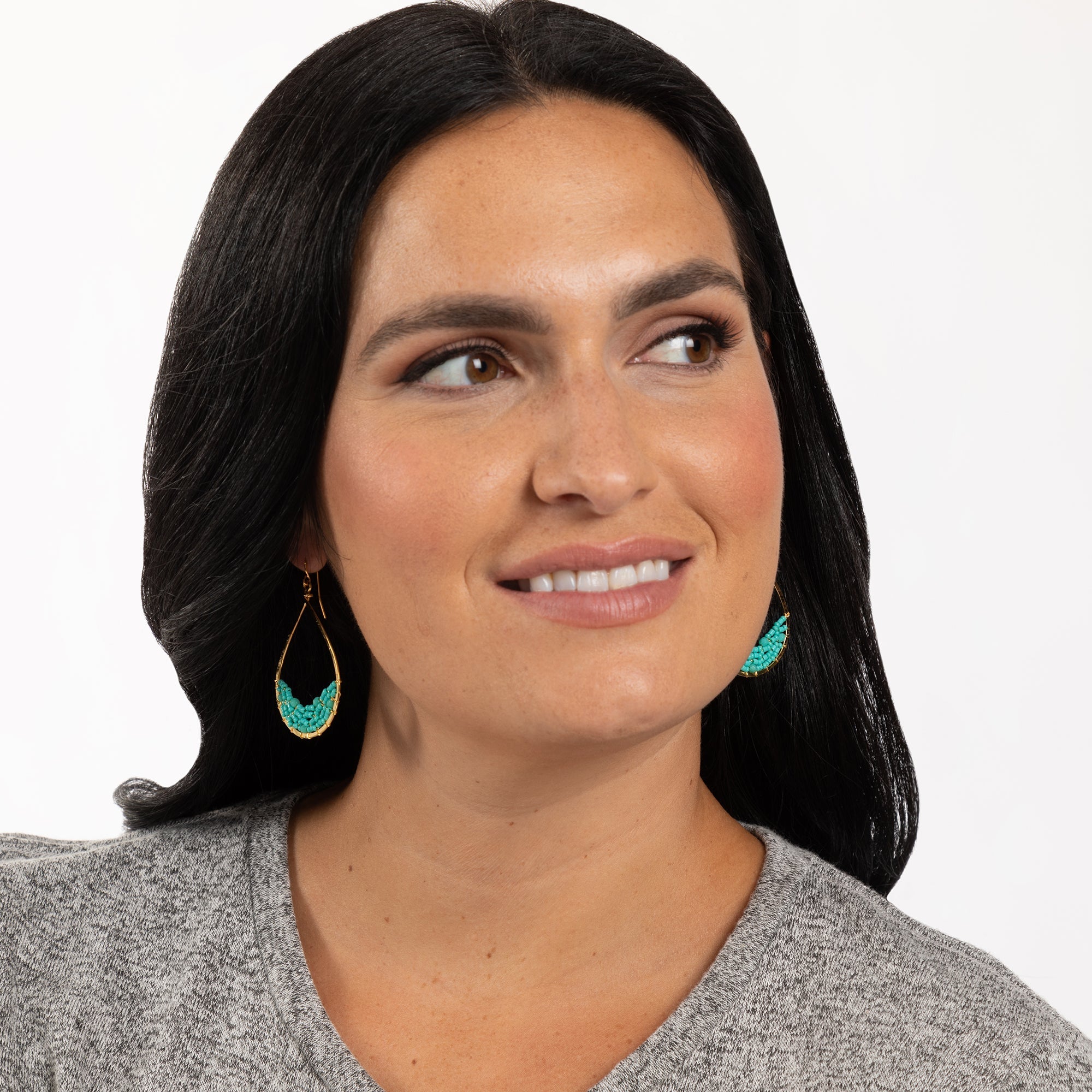 Colorful Golden Hammered Tear Drop Earrings - Aaria Tees Aaria Tees