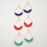Colorful Golden Hammered Tear Drop Earrings - Aaria Tees Aaria Tees