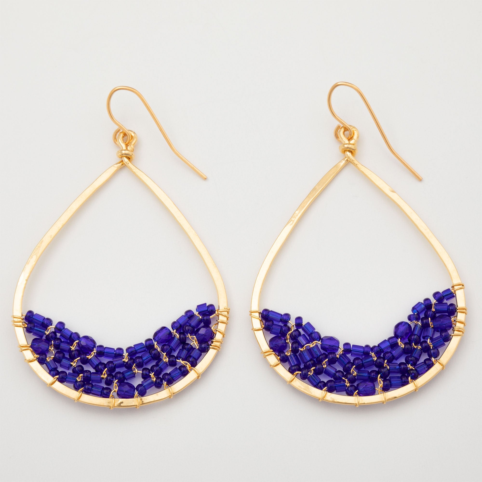 Colorful Golden Hammered Tear Drop Earrings - Aaria Tees Aaria Tees