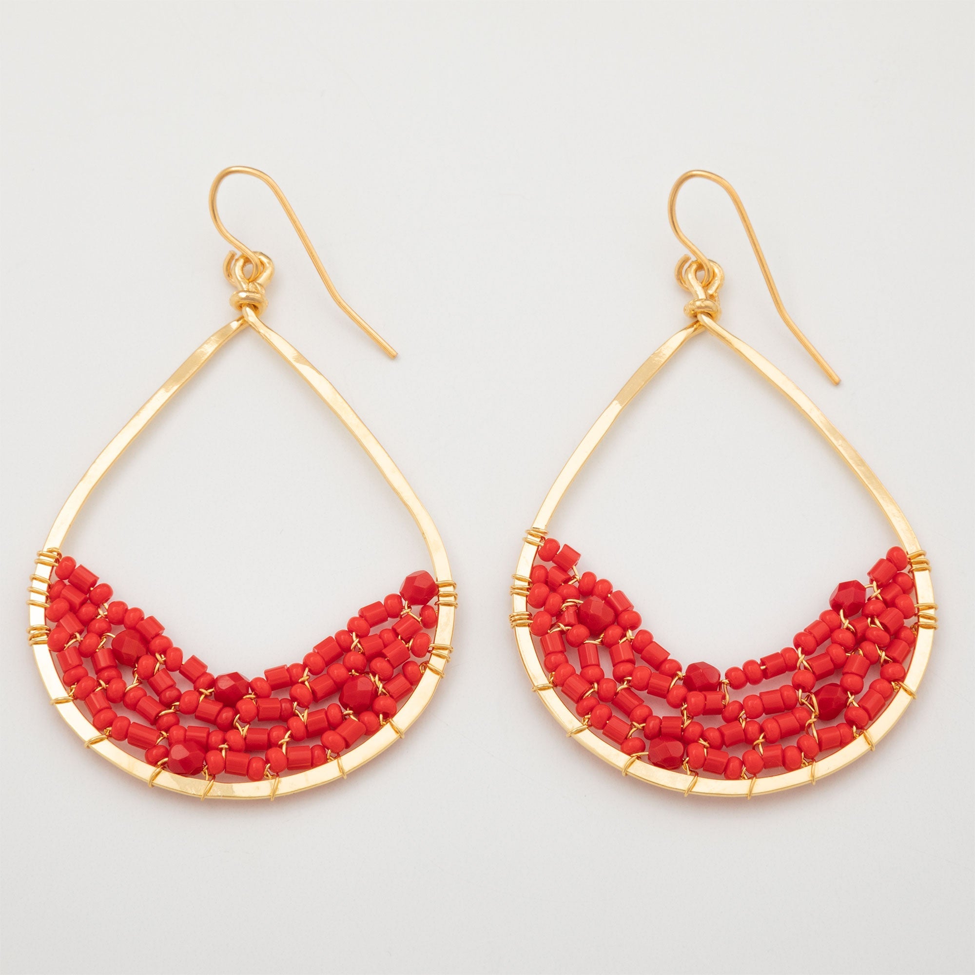 Colorful Golden Hammered Tear Drop Earrings - Aaria Tees Aaria Tees
