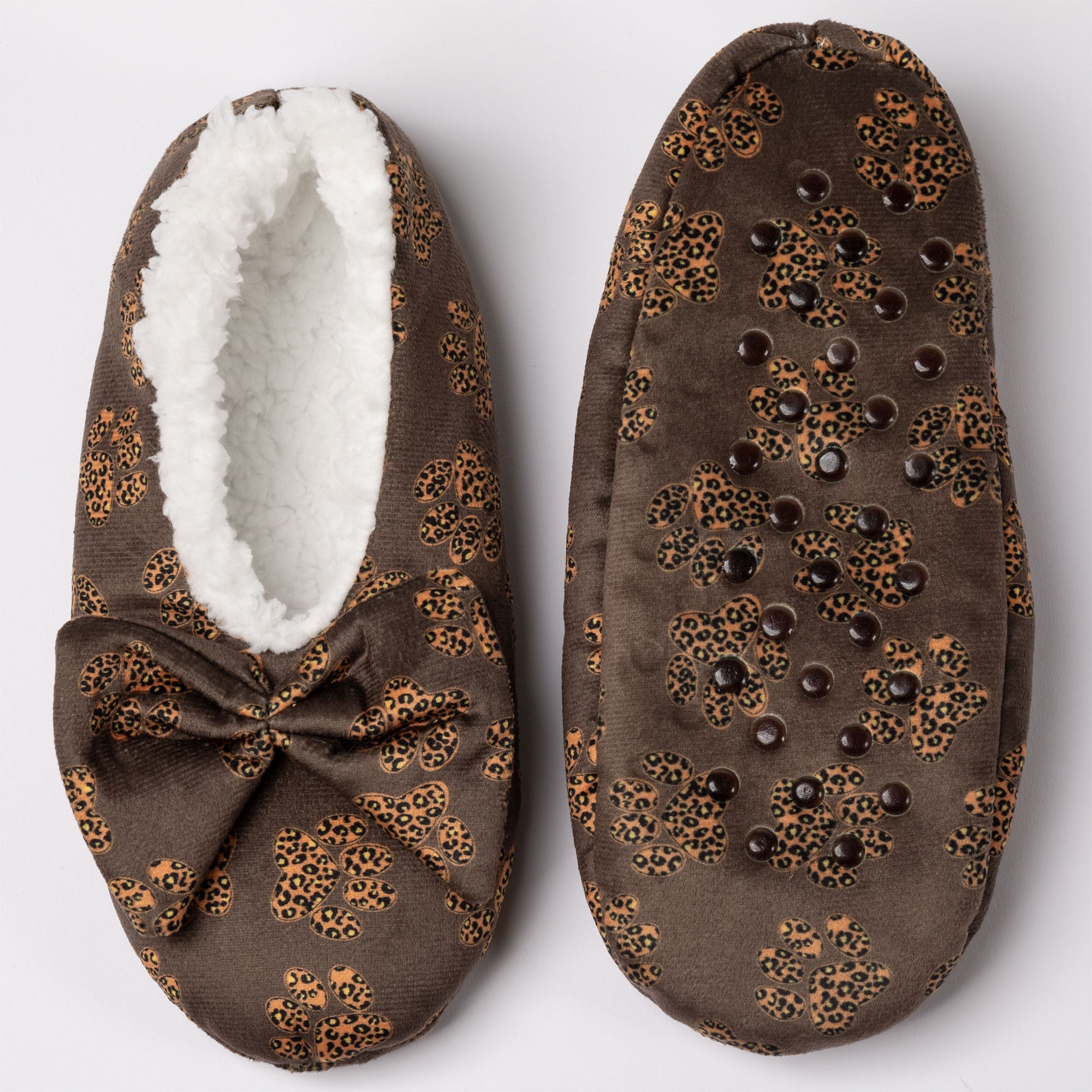 Super Cozy&trade; Leopard Paw Slippers With Large Bow - Aaria Tees Aaria Tees