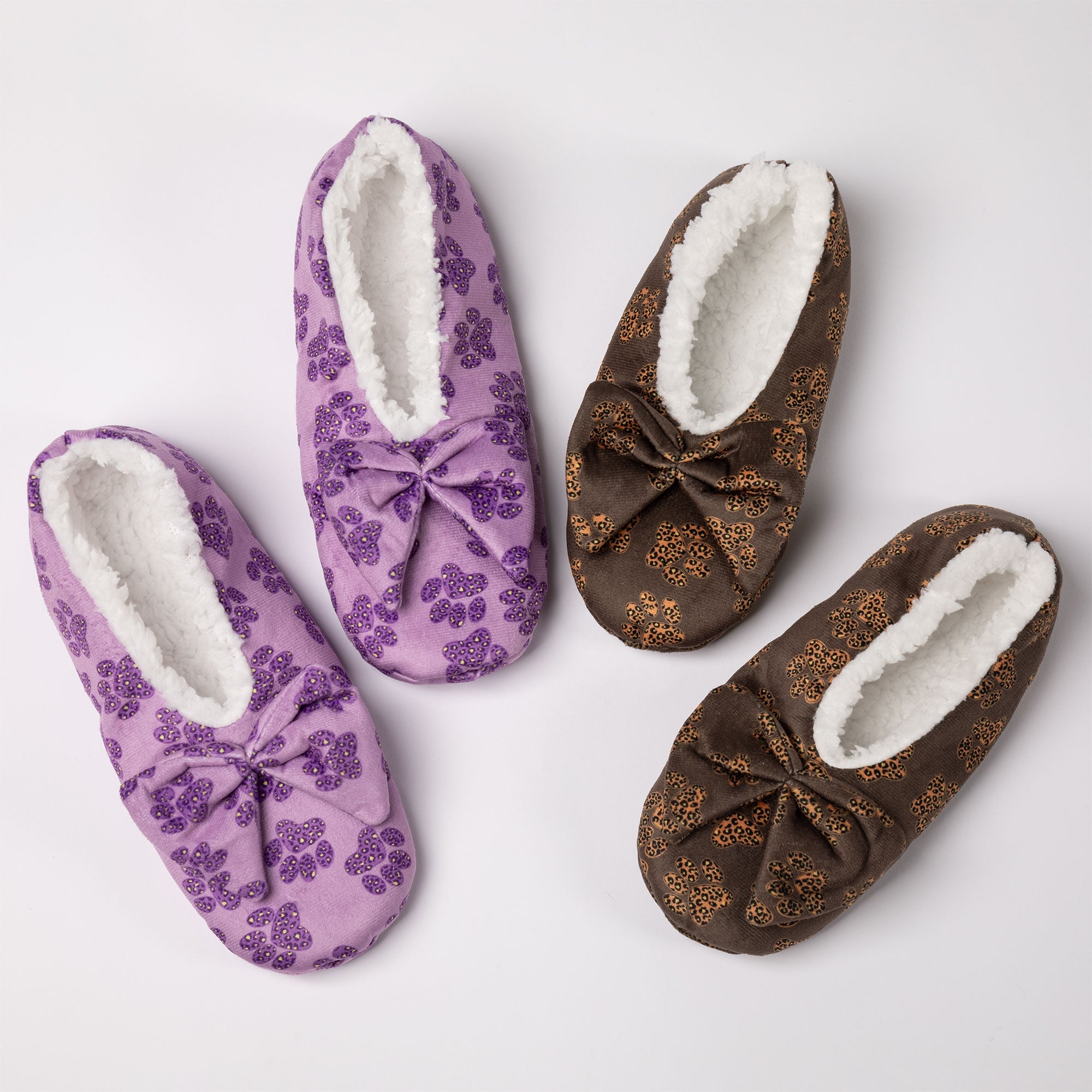 Super Cozy&trade; Leopard Paw Slippers With Large Bow - Aaria Tees Aaria Tees
