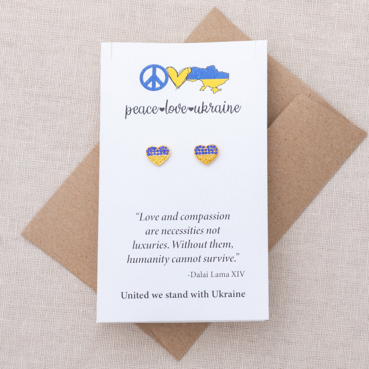 Our Hearts Are With Ukraine Gold Plated Earrings - Aaria Tees
