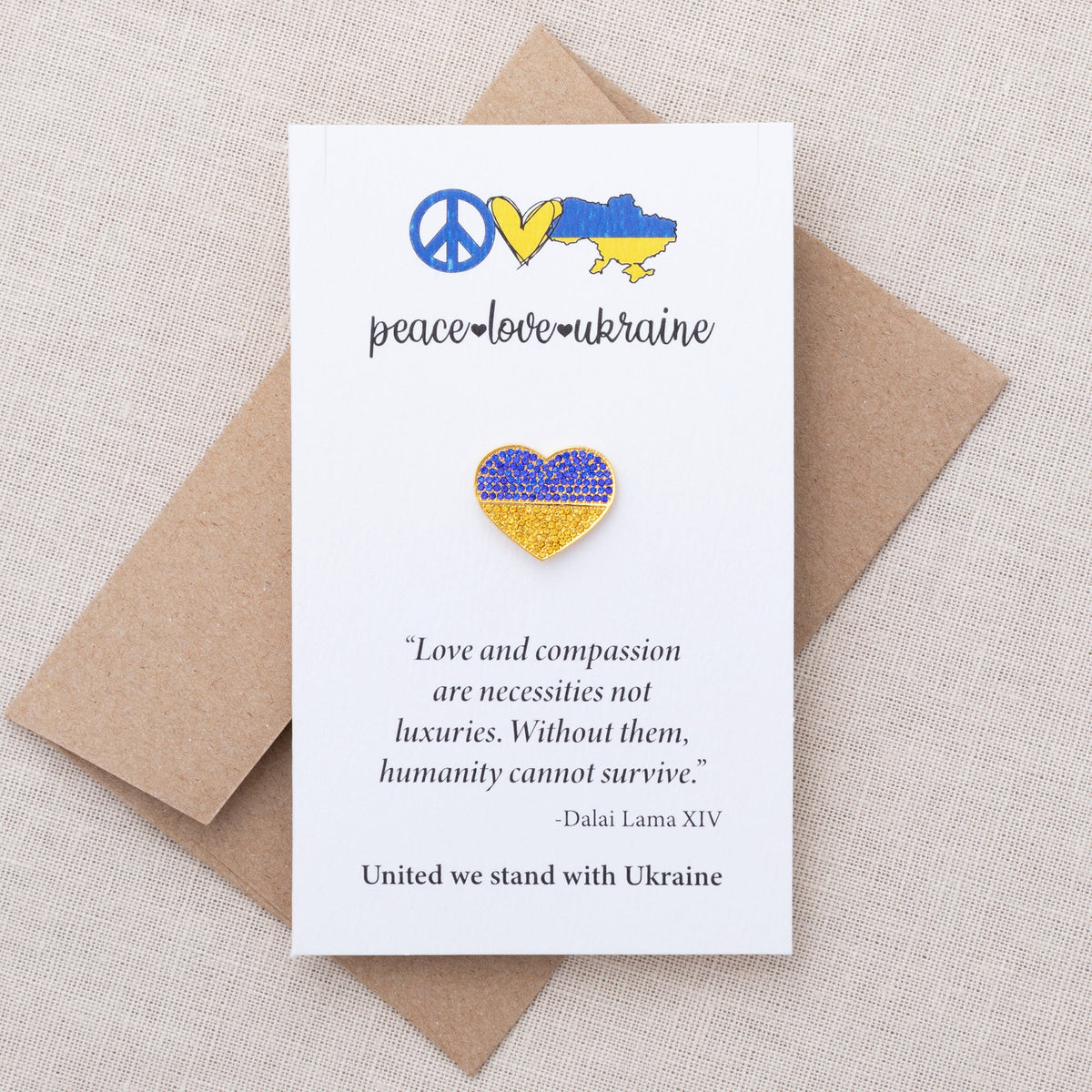 We Stand United With Ukraine Gold Plated Pin - Aaria Tees
