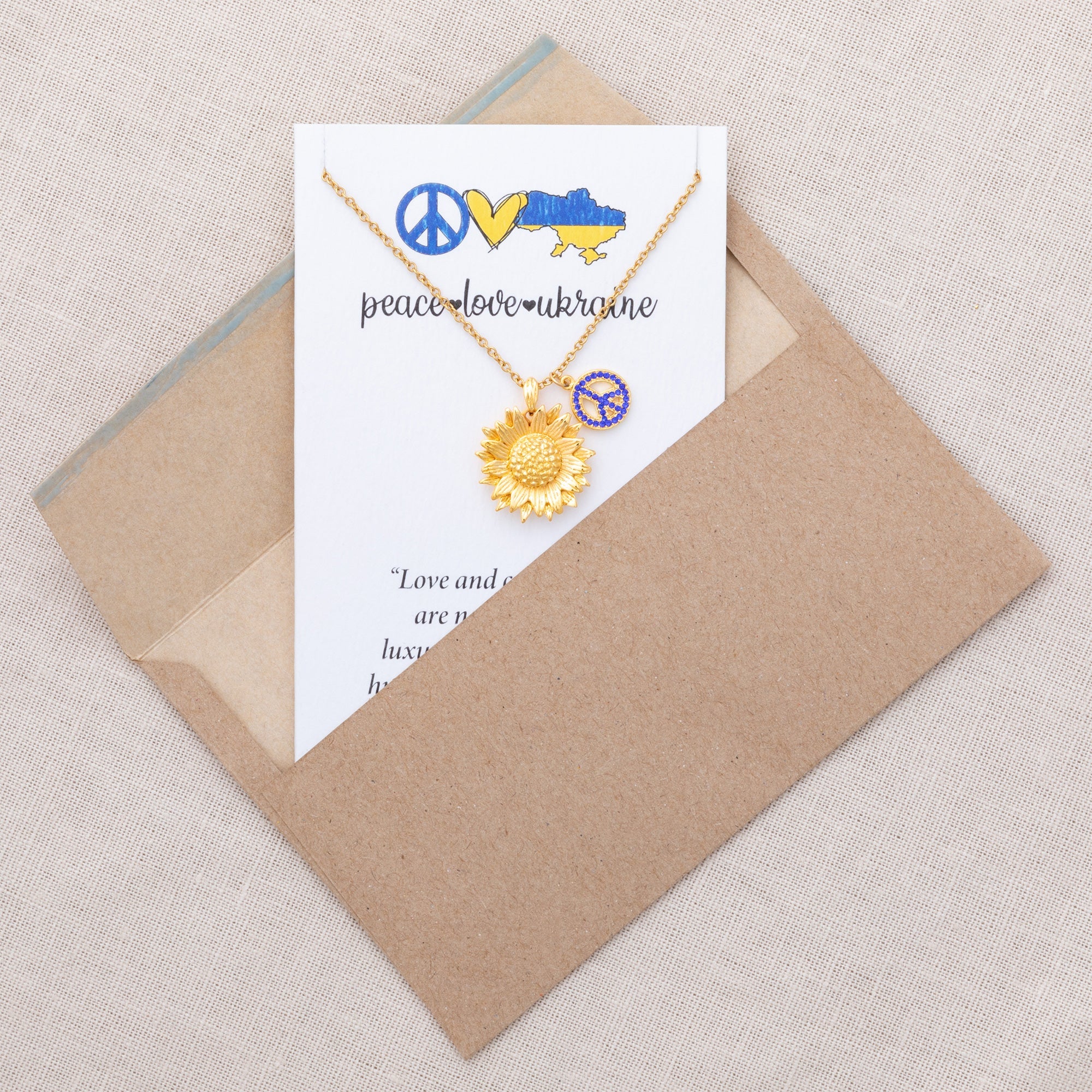 Peace For Ukraine Gold Plated Necklace - Aaria Tees Aaria Tees