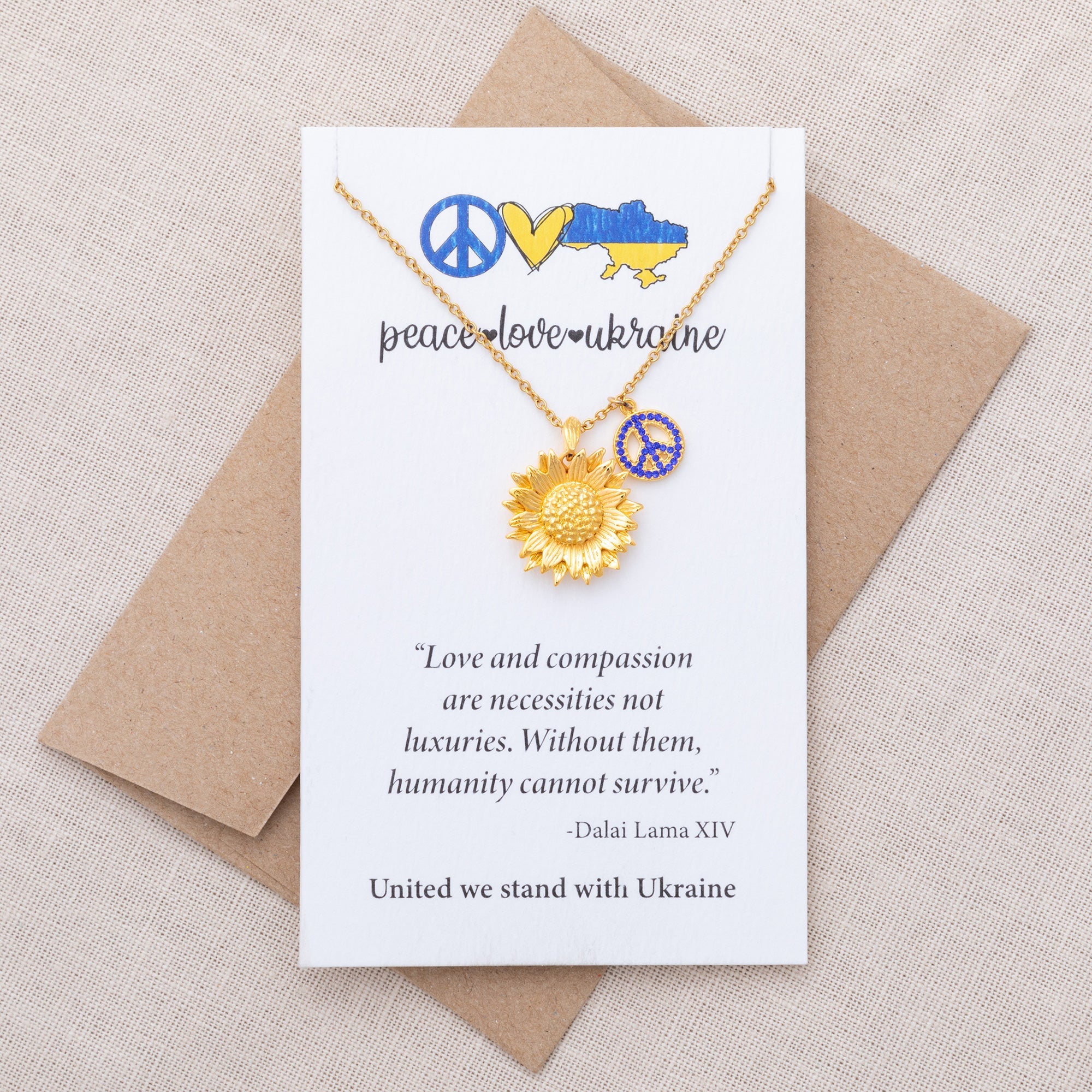 Peace For Ukraine Gold Plated Necklace - Aaria Tees Aaria Tees