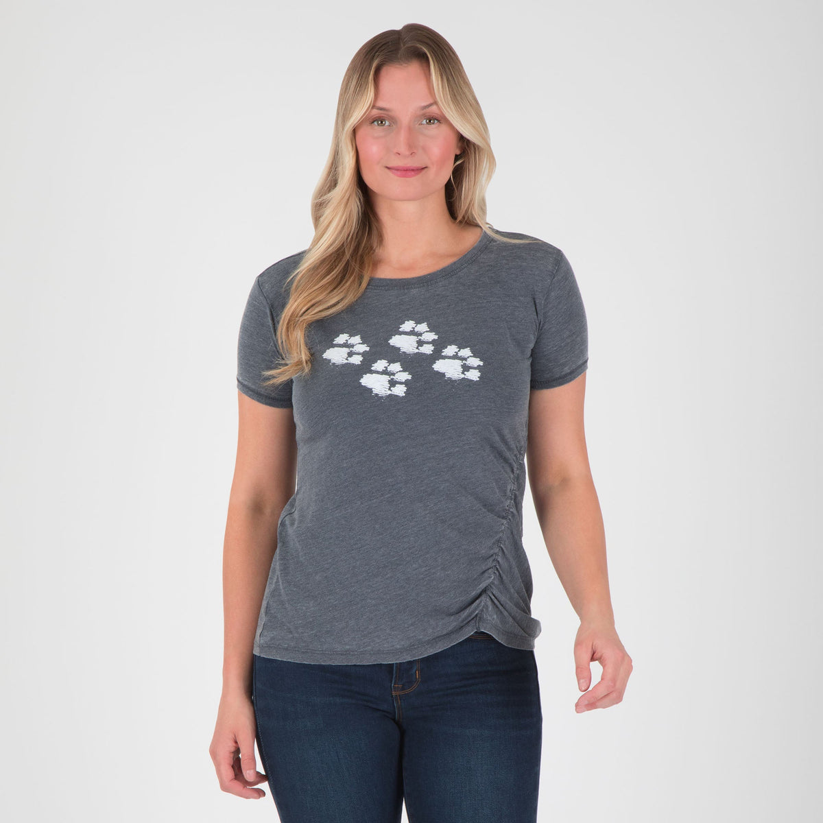 Walking Paws Ruched Short Sleeve Tee - Aaria Tees
