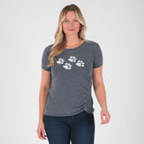 Walking Paws Ruched Short Sleeve Tee - Aaria Tees Aaria Tees