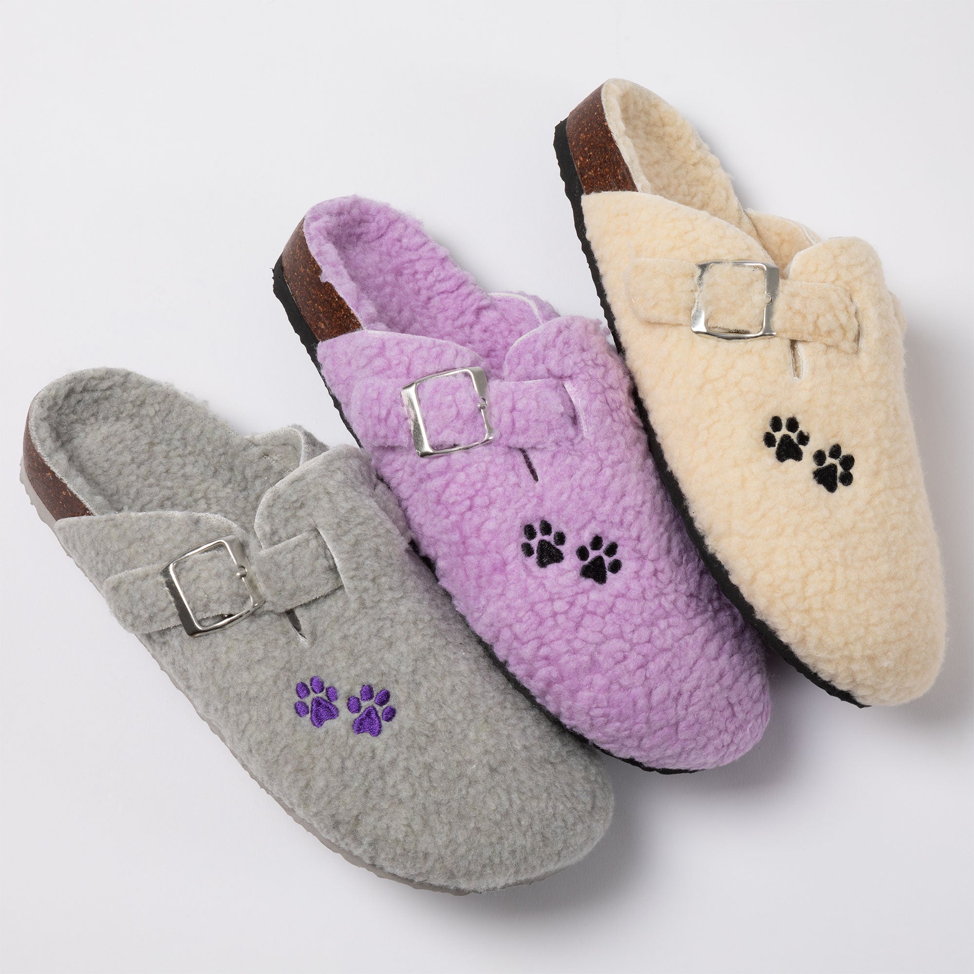 Paw Print Plush Sherpa Fleece Clog Slippers - Aaria Tees Aaria Tees