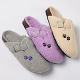 Paw Print Plush Sherpa Fleece Clog Slippers - Aaria Tees Aaria Tees