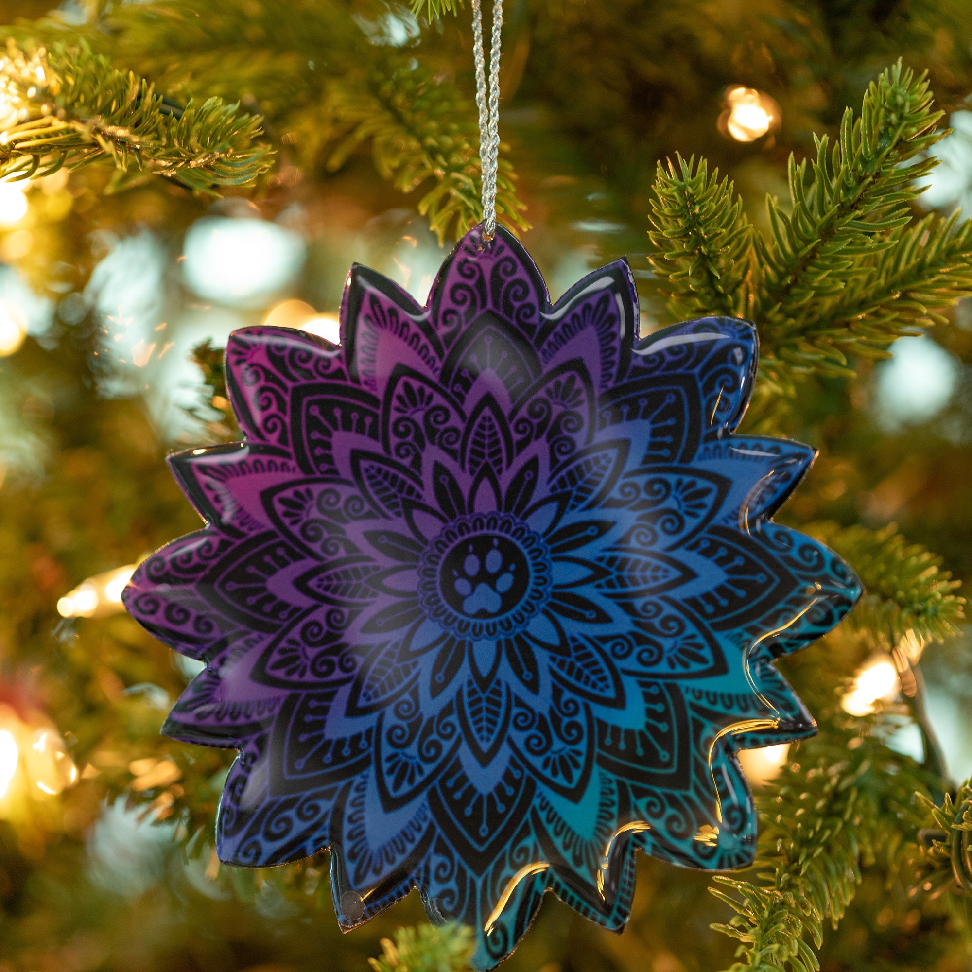 Sunburst Paw Mandala Ornament - Aaria Tees Aaria Tees