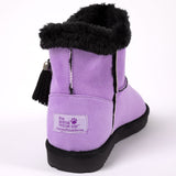 Paw Print Faux Suede Boots With Tassels - Aaria Tees Aaria Tees