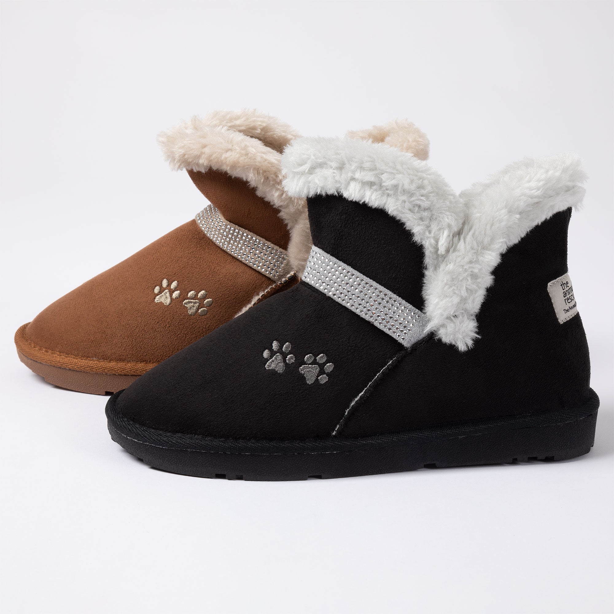 Paw Print Faux Suede Ankle Boots - Aaria Tees Aaria Tees
