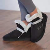 Paw Print Faux Suede Ankle Boots - Aaria Tees Aaria Tees