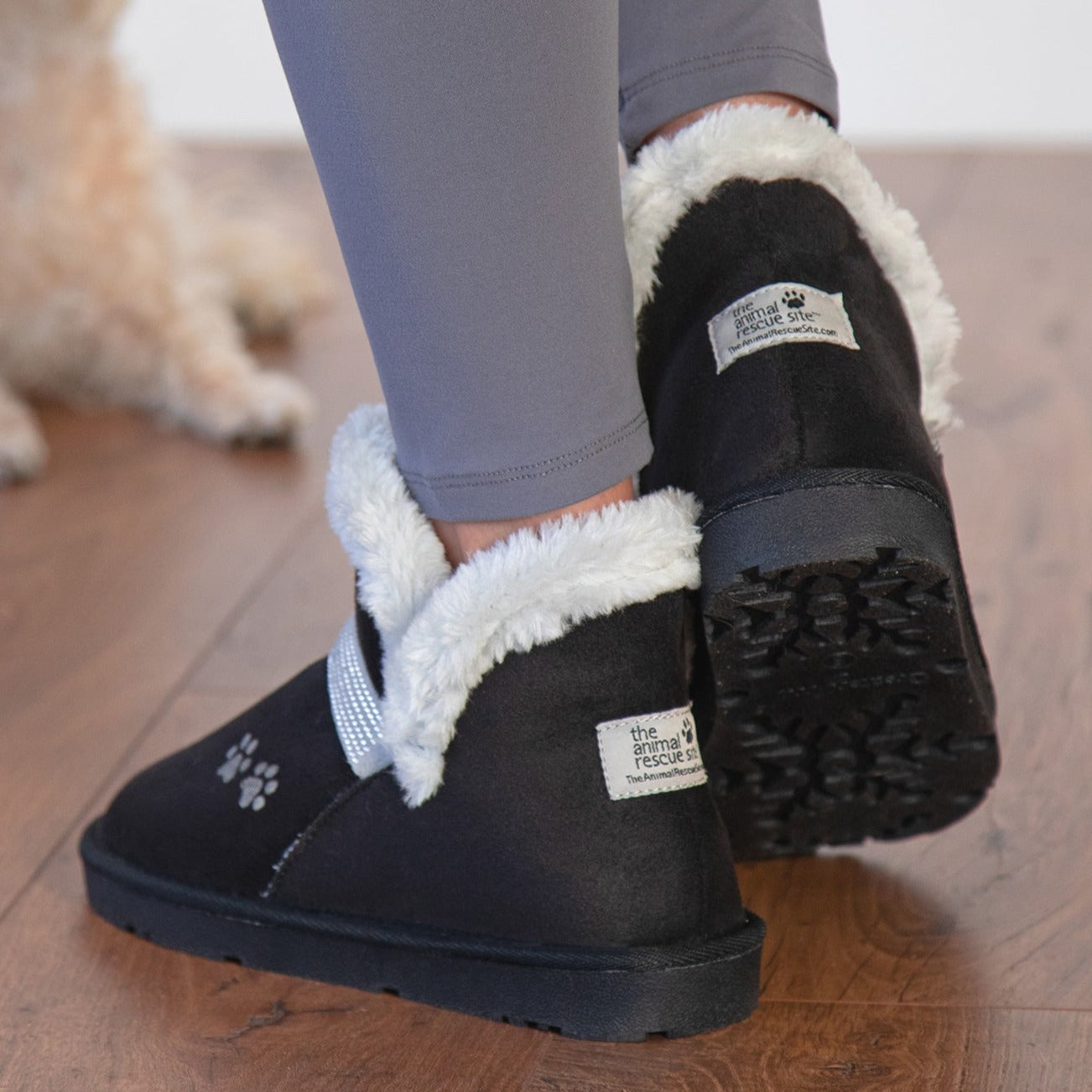 Paw Print Faux Suede Ankle Boots - Aaria Tees Aaria Tees