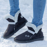 Paw Print Faux Suede Ankle Boots - Aaria Tees Aaria Tees