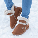Paw Print Faux Suede Ankle Boots - Aaria Tees Aaria Tees
