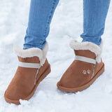 Paw Print Faux Suede Ankle Boots - Aaria Tees Aaria Tees