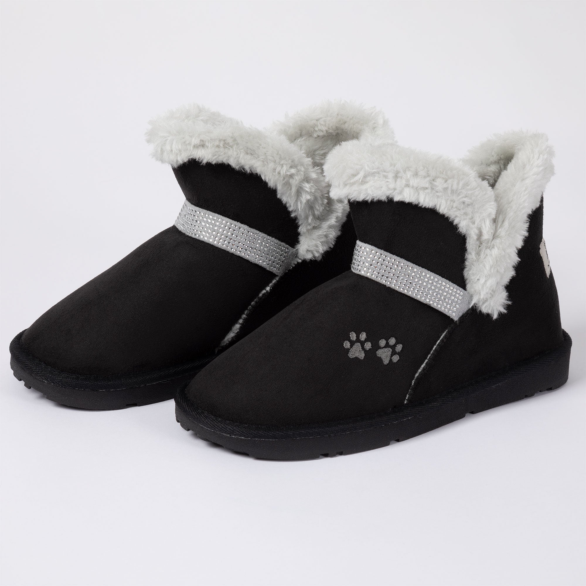 Paw Print Faux Suede Ankle Boots - Aaria Tees Aaria Tees