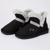 Paw Print Faux Suede Ankle Boots - Aaria Tees Aaria Tees