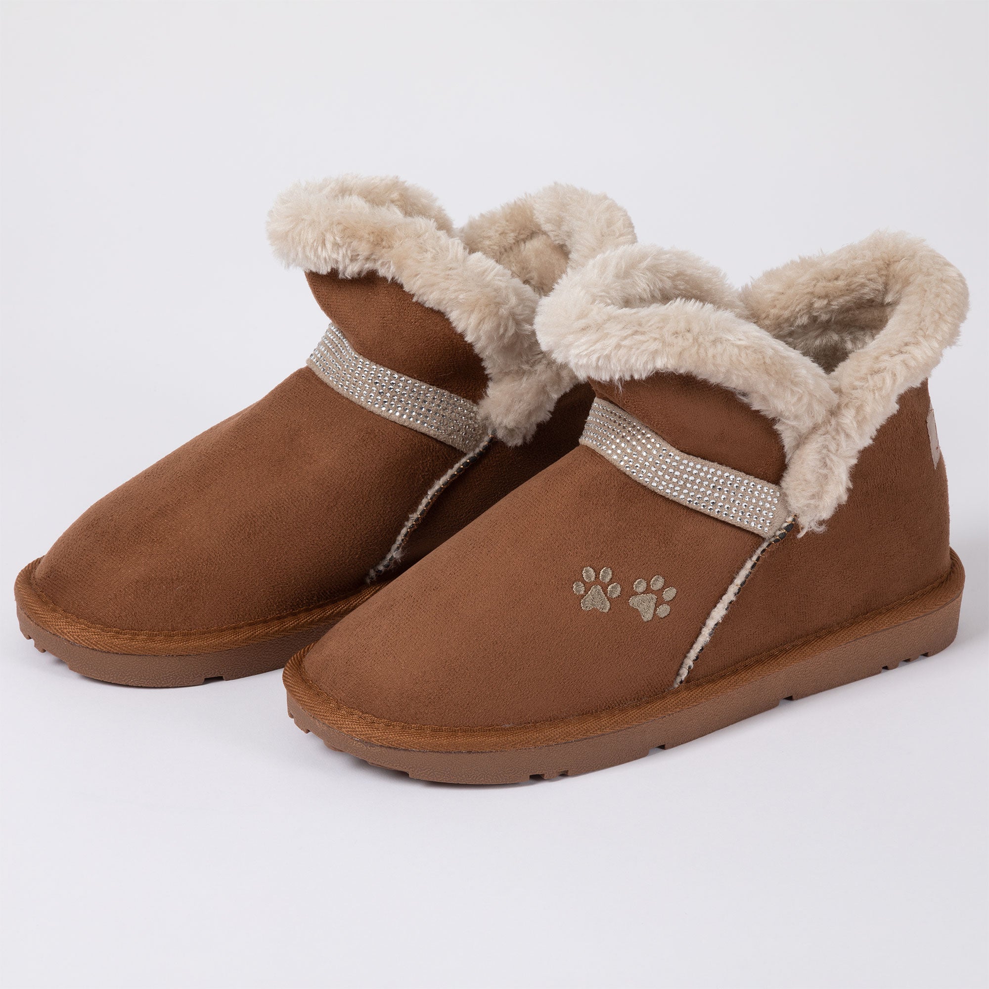 Paw Print Faux Suede Ankle Boots - Aaria Tees Aaria Tees