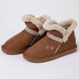 Paw Print Faux Suede Ankle Boots - Aaria Tees Aaria Tees