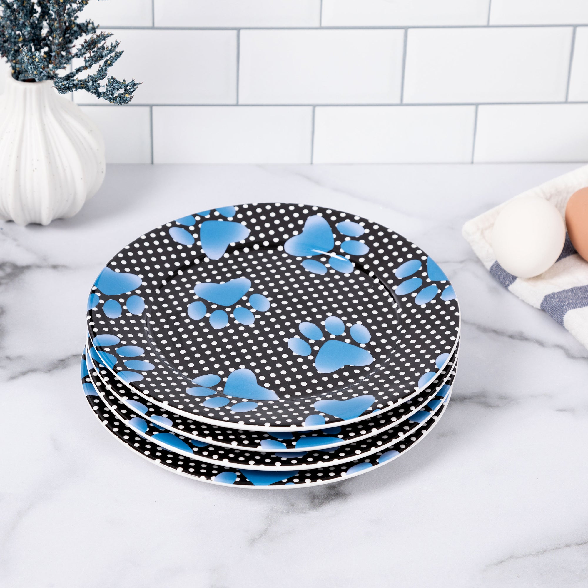 Paw Print Salad Plates - Set of 4 - Aaria Tees Aaria Tees