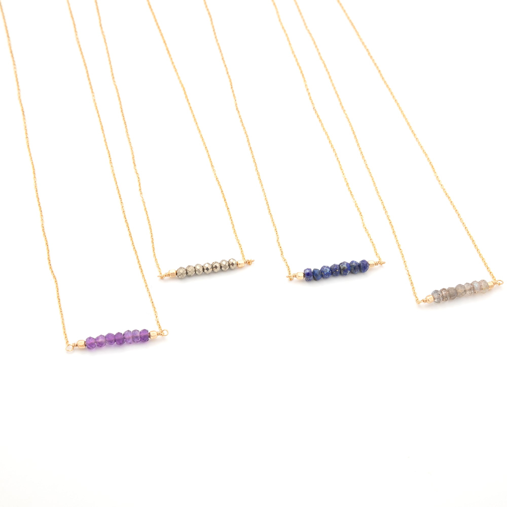 Gemstone Bar Gold Filled Necklace - Aaria Tees Aaria Tees