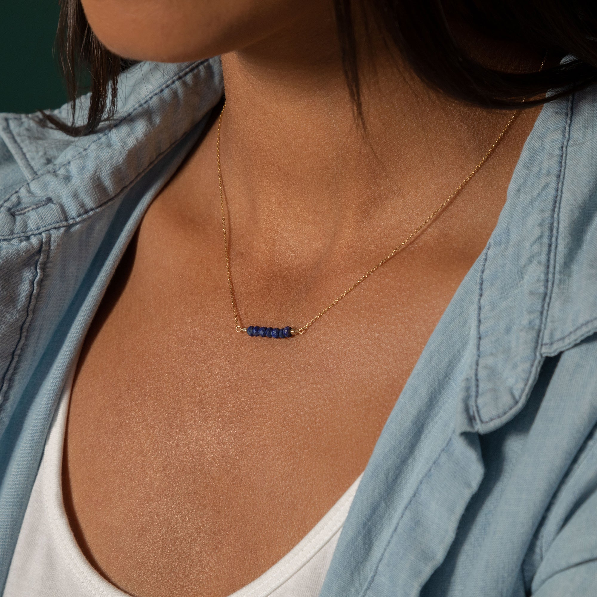 Gemstone Bar Gold Filled Necklace - Aaria Tees Aaria Tees