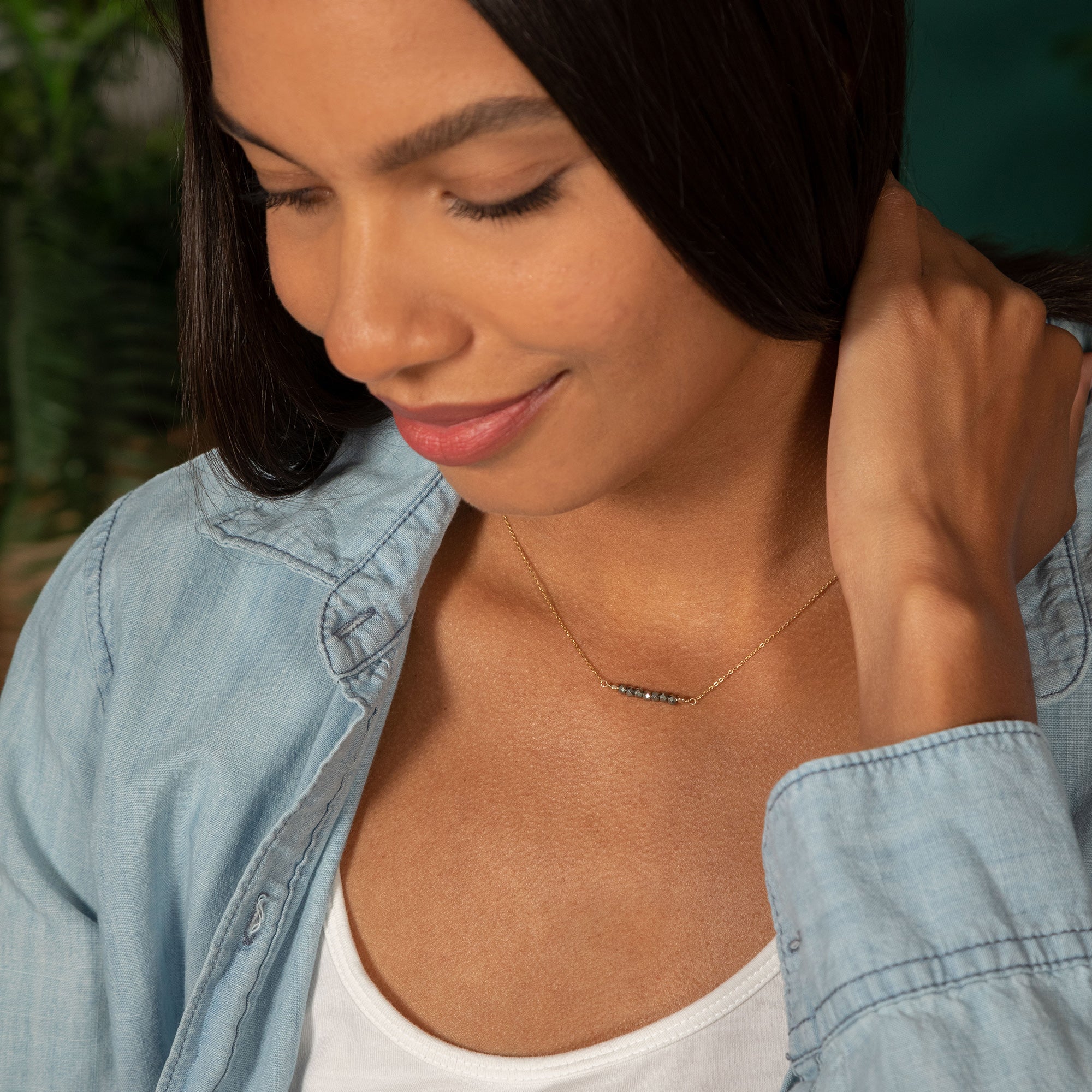 Gemstone Bar Gold Filled Necklace - Aaria Tees Aaria Tees