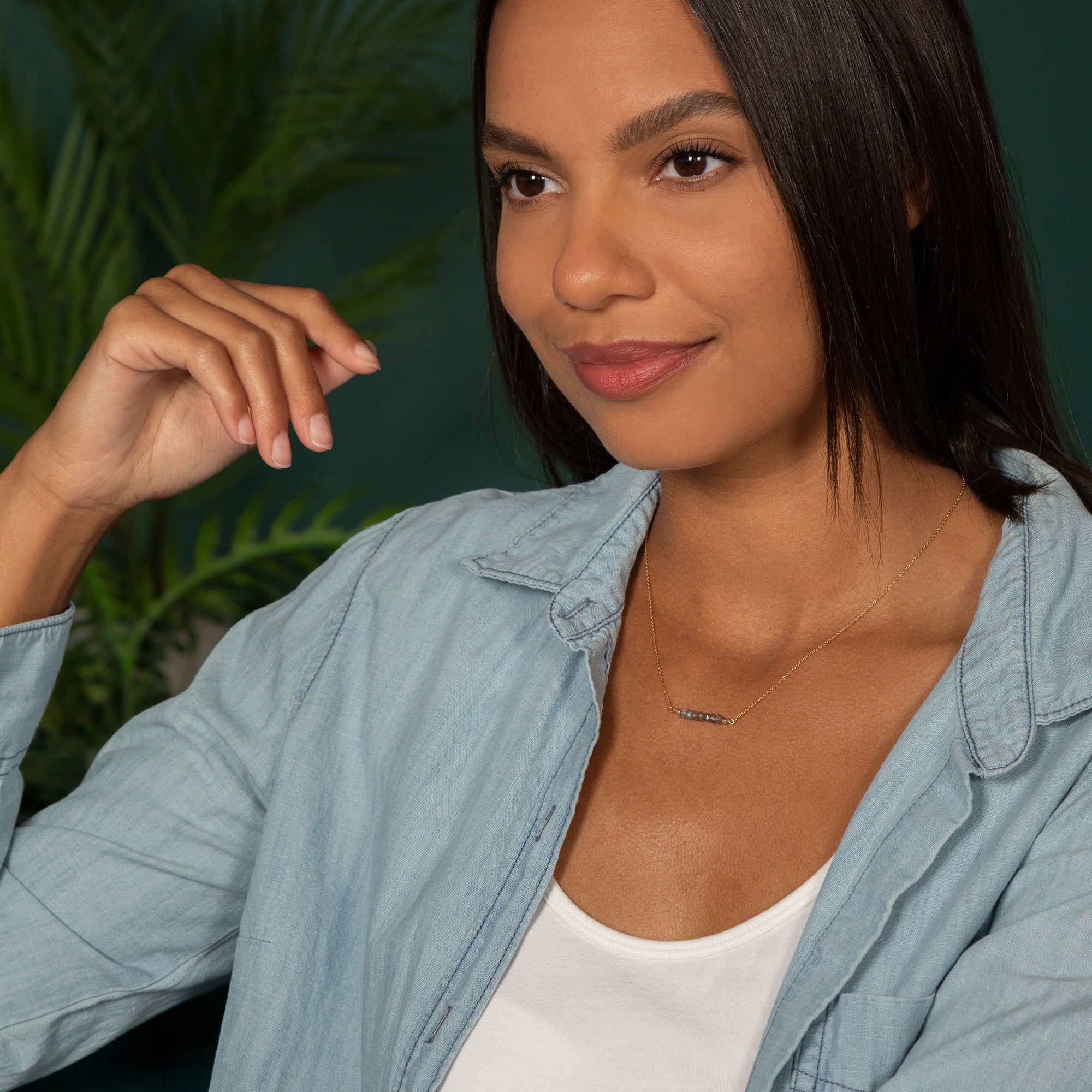Gemstone Bar Gold Filled Necklace - Aaria Tees Aaria Tees