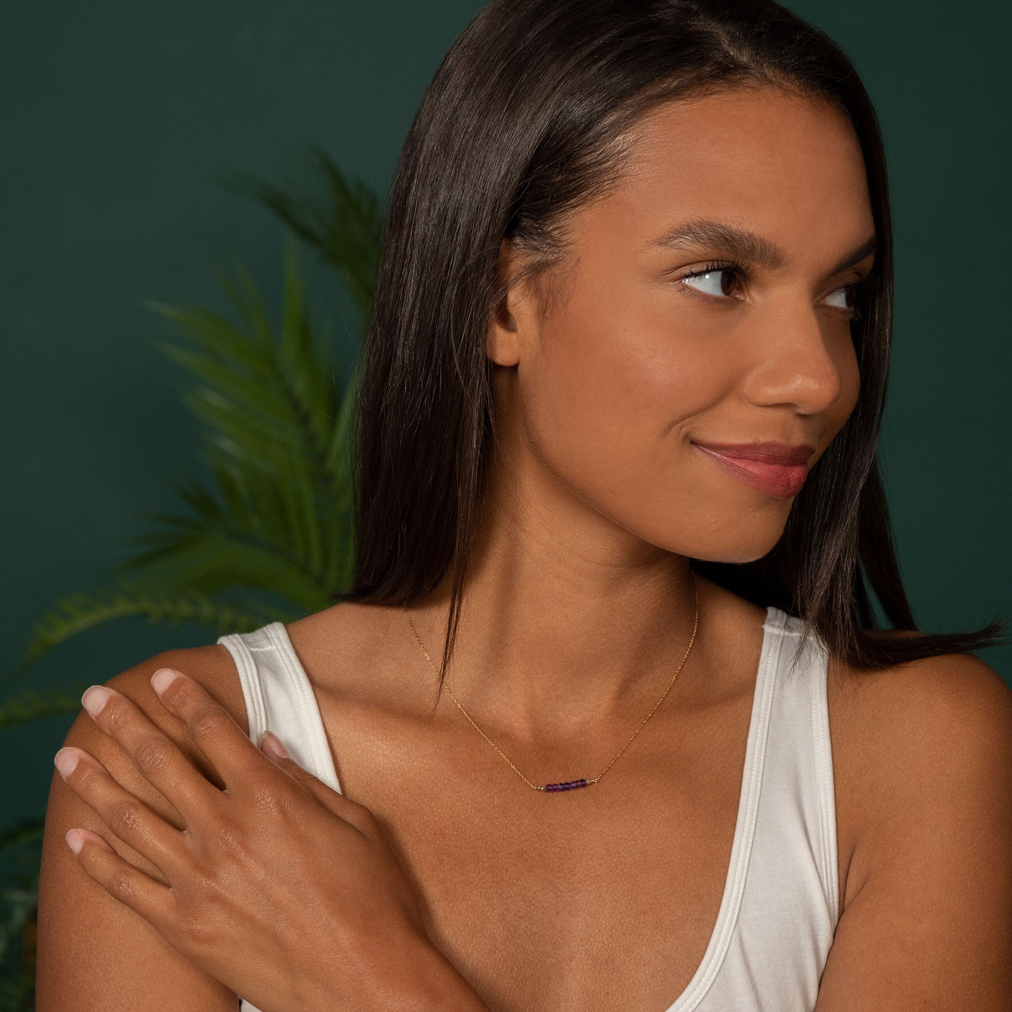 Gemstone Bar Gold Filled Necklace - Aaria Tees Aaria Tees