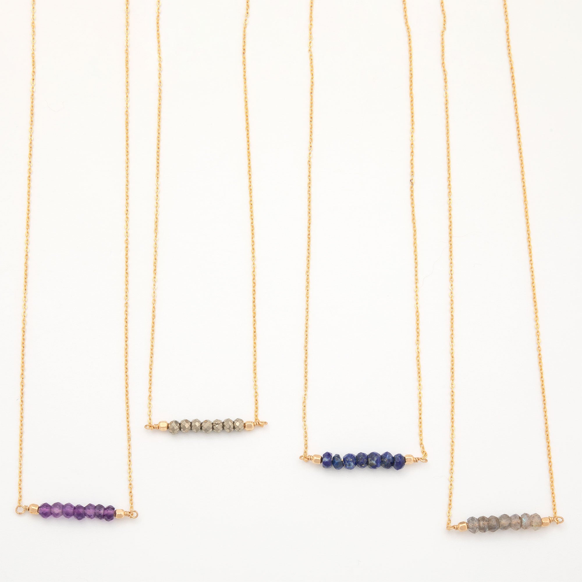 Gemstone Bar Gold Filled Necklace - Aaria Tees Aaria Tees