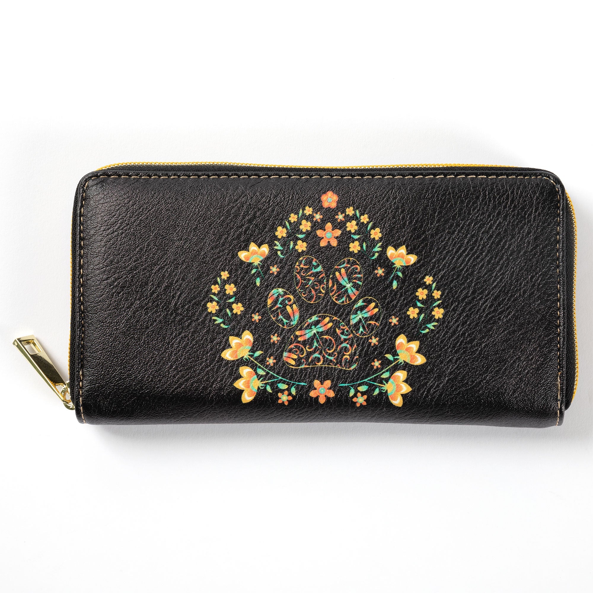 Floral Paw Zip Around Wallet - Aaria Tees Aaria Tees