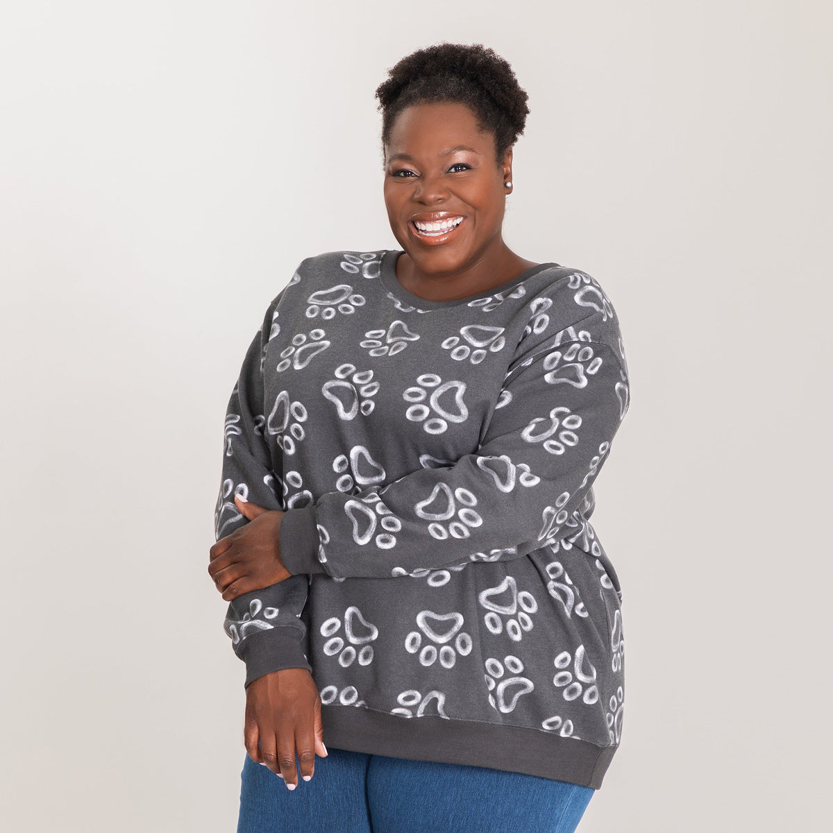 All Over Chalk Paw Sweatshirt - Aaria Tees