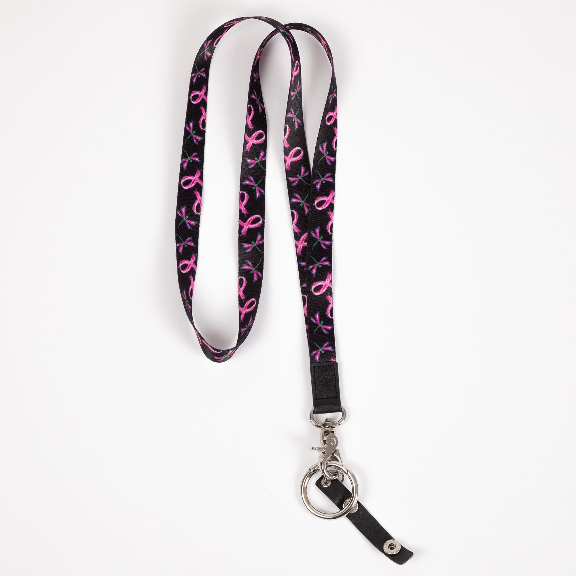 Pink Ribbons & Dragonflies Multi Use Lanyard - Aaria Tees Aaria Tees
