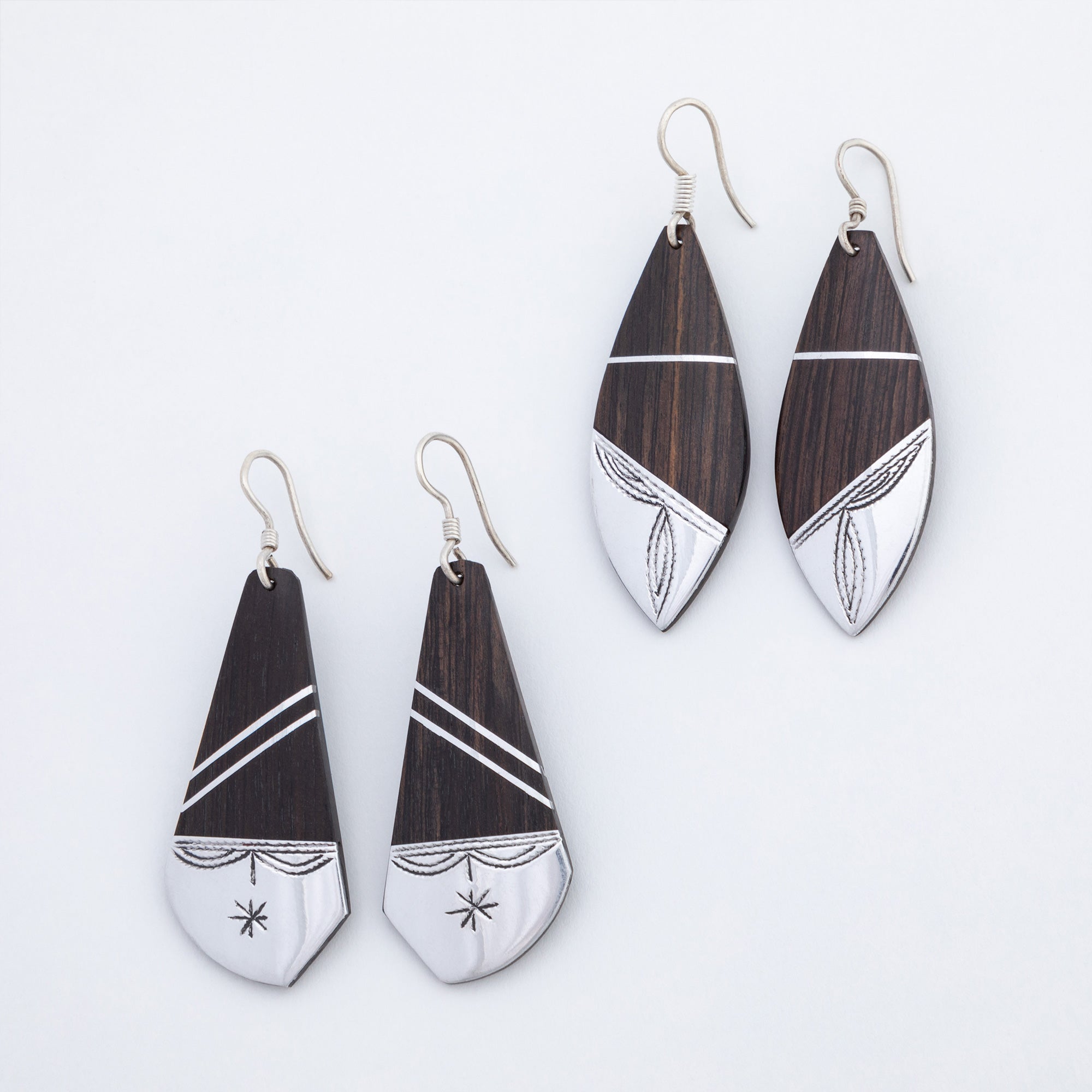 Tuareg Silver and Ebony Drop Earrings - Aaria Tees Aaria Tees