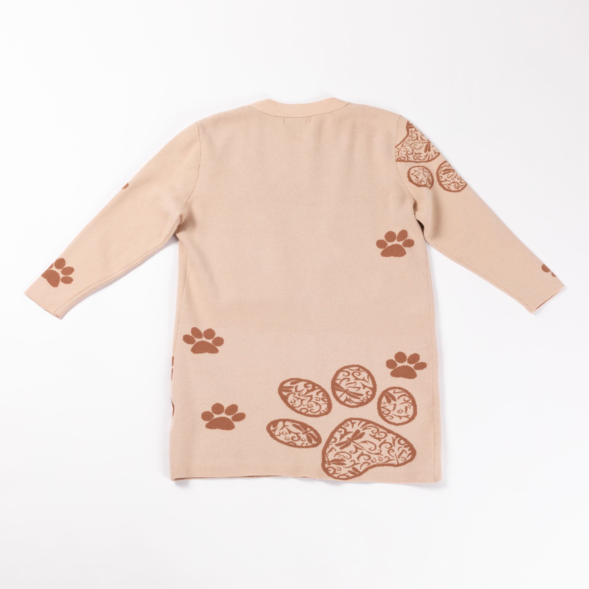 Pop of Paw Long Cardigan - Aaria Tees Aaria Tees