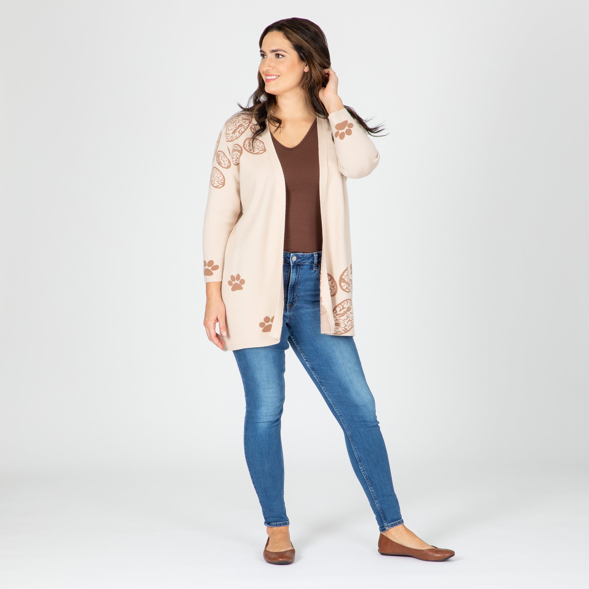 Pop of Paw Long Cardigan - Aaria Tees Aaria Tees