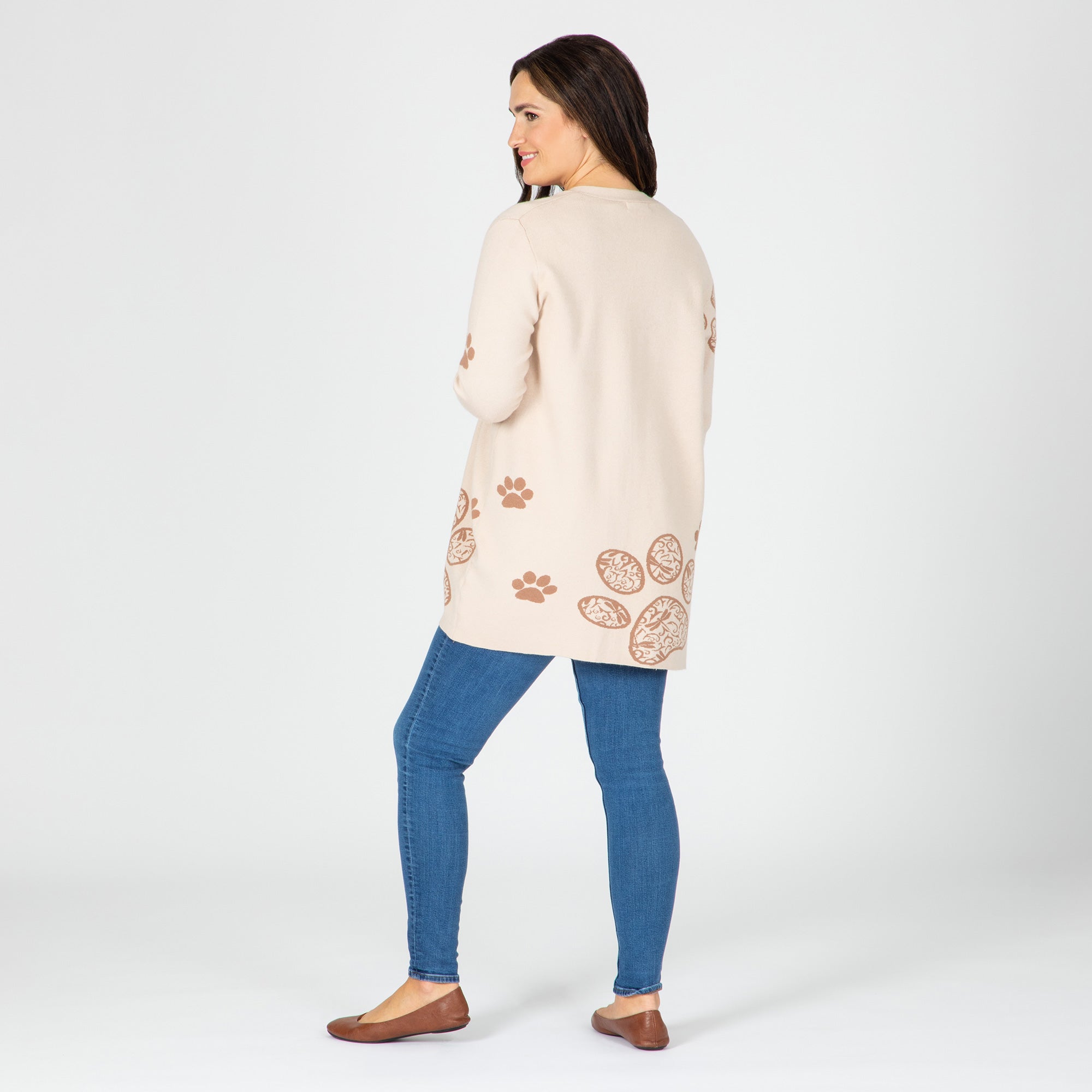 Pop of Paw Long Cardigan - Aaria Tees Aaria Tees
