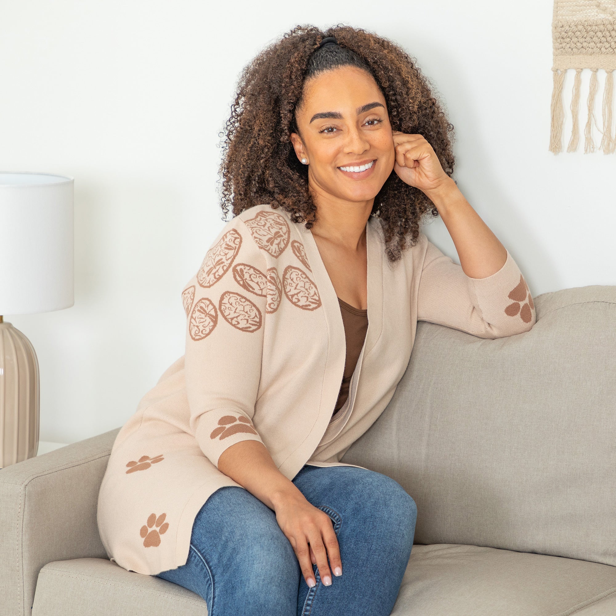 Pop of Paw Long Cardigan - Aaria Tees Aaria Tees