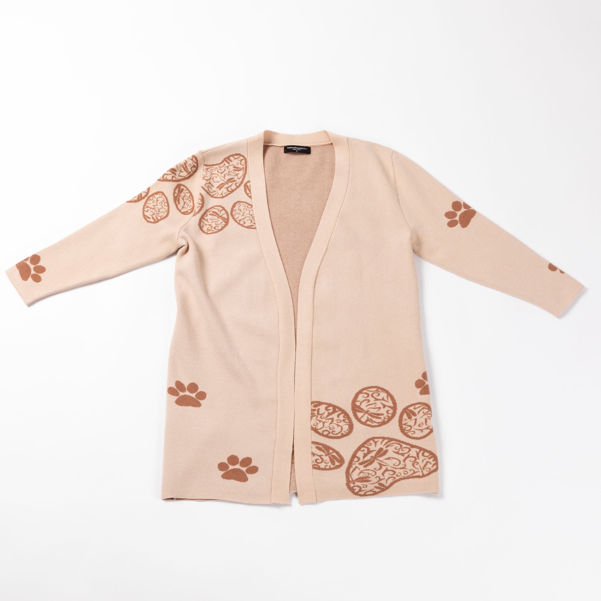 Pop of Paw Long Cardigan - Aaria Tees Aaria Tees