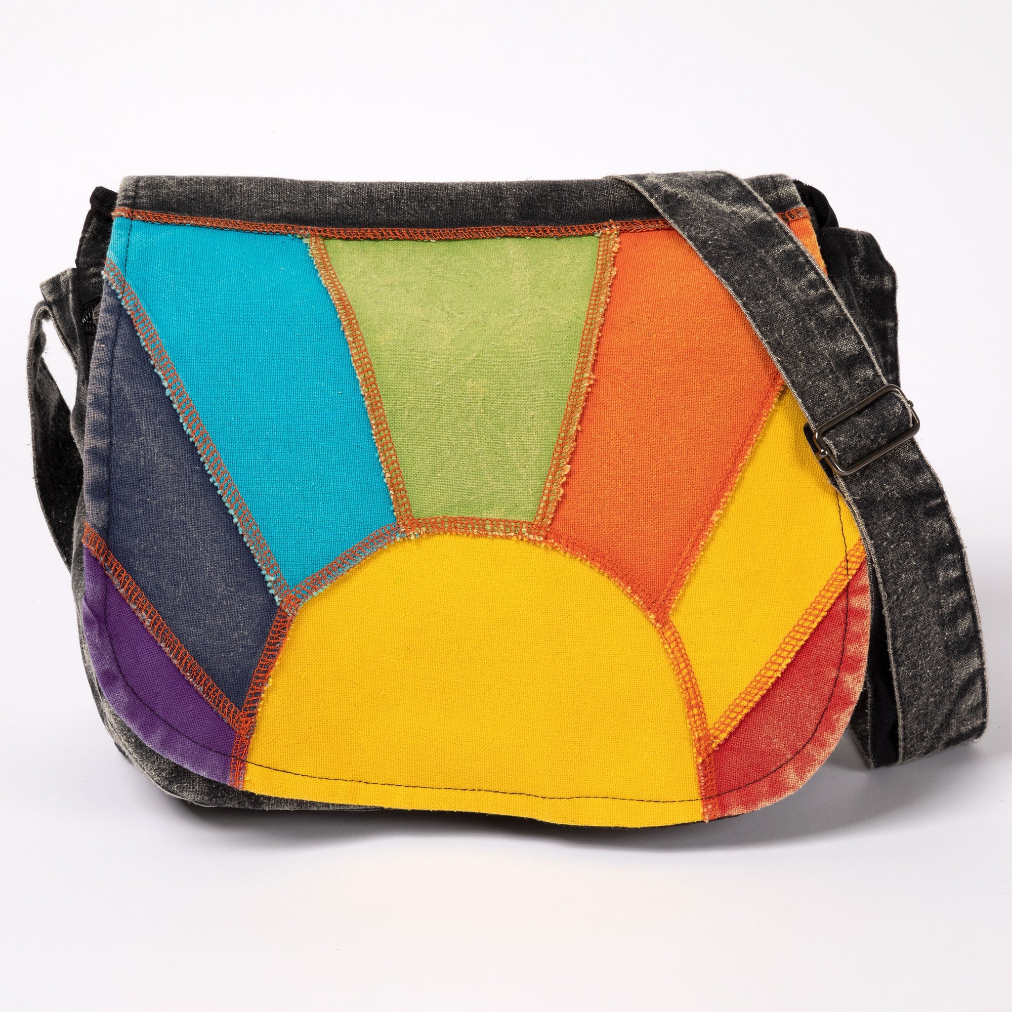 Rising Sun Stone Washed Messenger Bag - Aaria Tees Aaria Tees