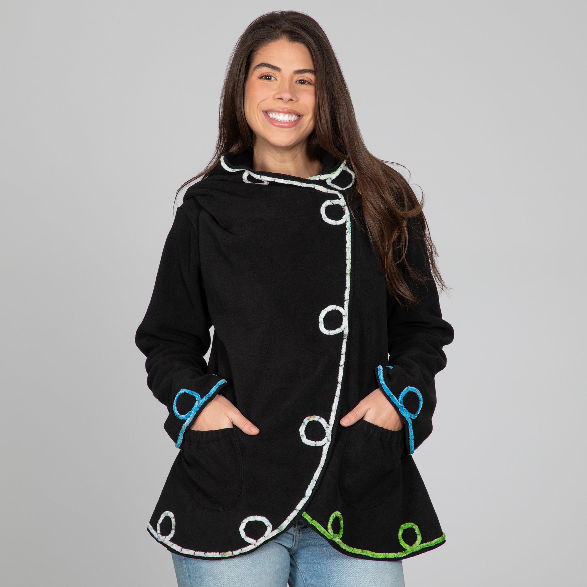 Twists and Turns Fleece Wrap Jacket - Aaria Tees Aaria Tees