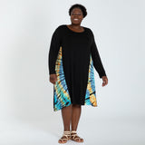 Long Sleeve Tie-Dye Side Panel Dress - Aaria Tees Aaria Tees